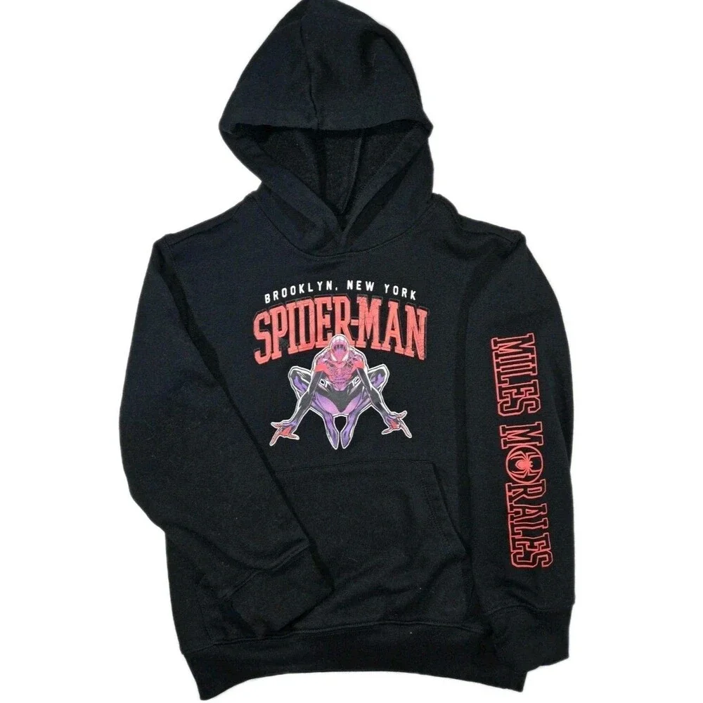 Boys Marvel SpiderMan Mile Morales Pullover Hoodie Black Small